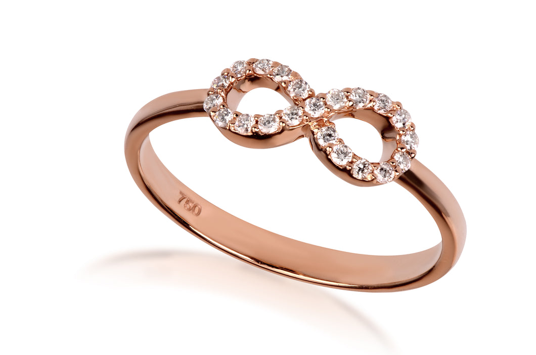 Infinity - Ring mit Diamanten  18 KT Roségold